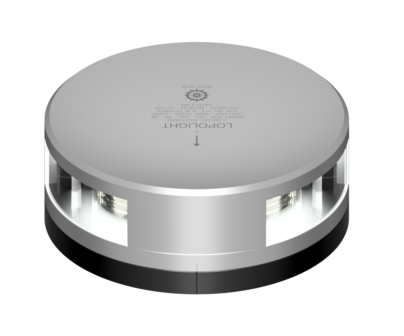 3nm 225° White, Masthead, silver w/FB base 3nm 225° White, Masthead, silver w/FB base